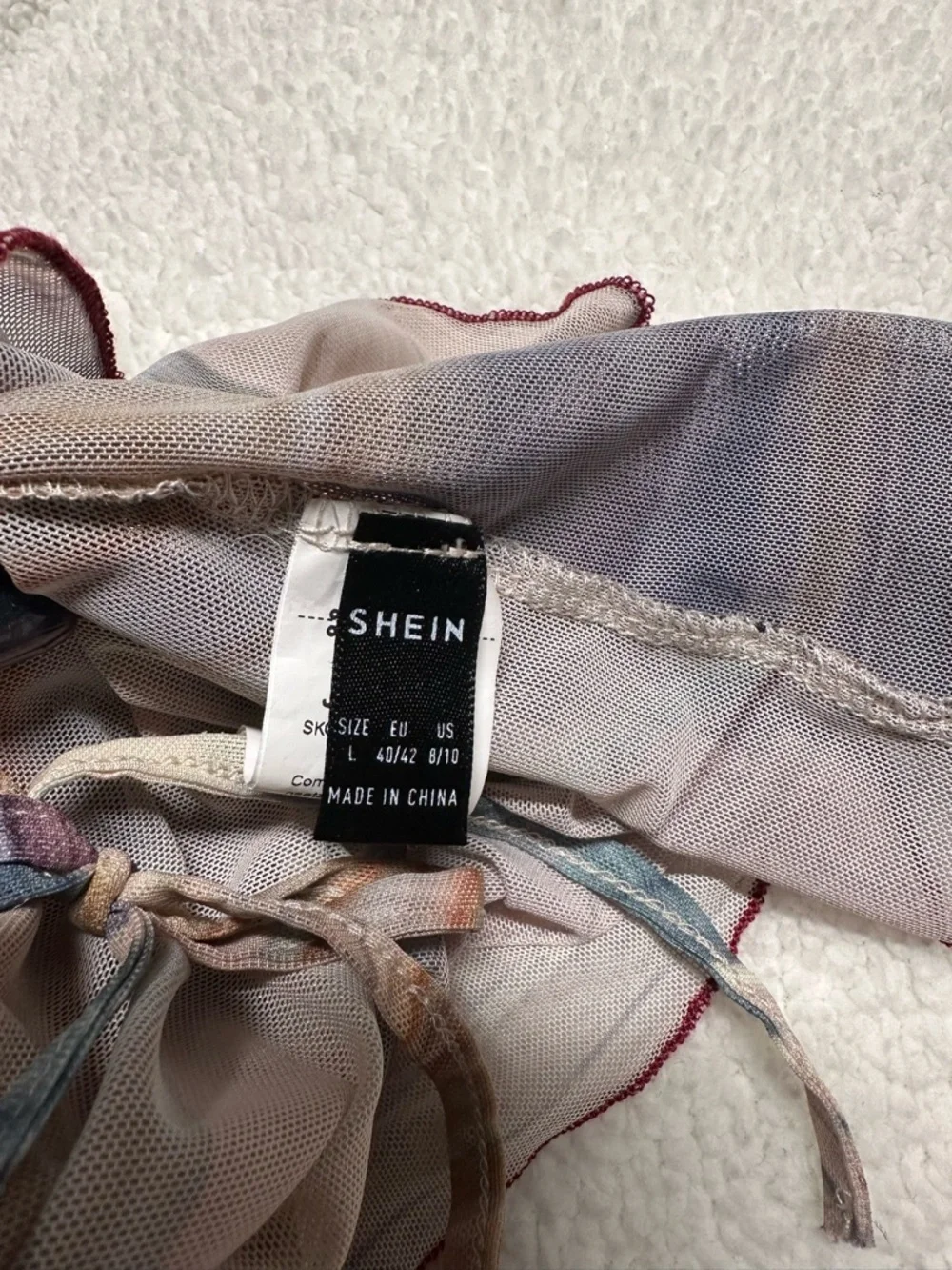 SHEIN Multi-Color Striped Ruffle Tie-Front Sheer Blouse - Picture 4 of 8